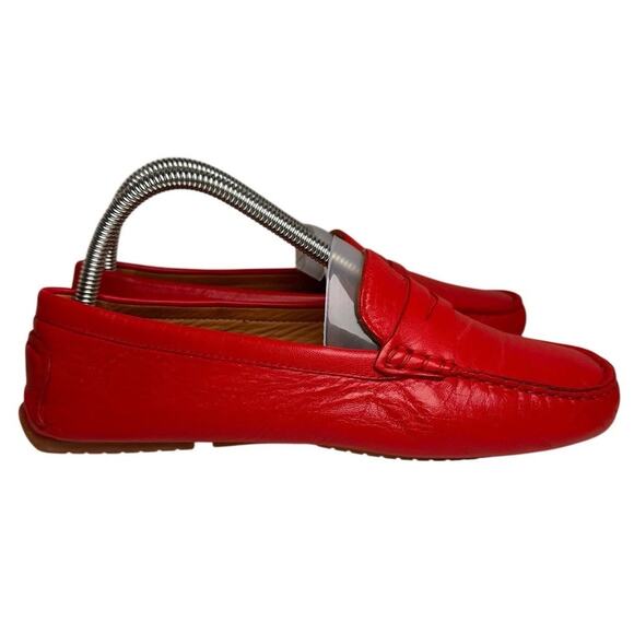 Flag Ltd Morgan Red Leather Square Toe Penny Loafer Driving Moc Women Sz 8 Prep - Picture 9 of 11